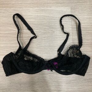 Agent Provocateur Sheer Black Lace Floral bra 32B